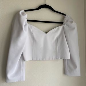 Alice + Olivia white puff sleeve top